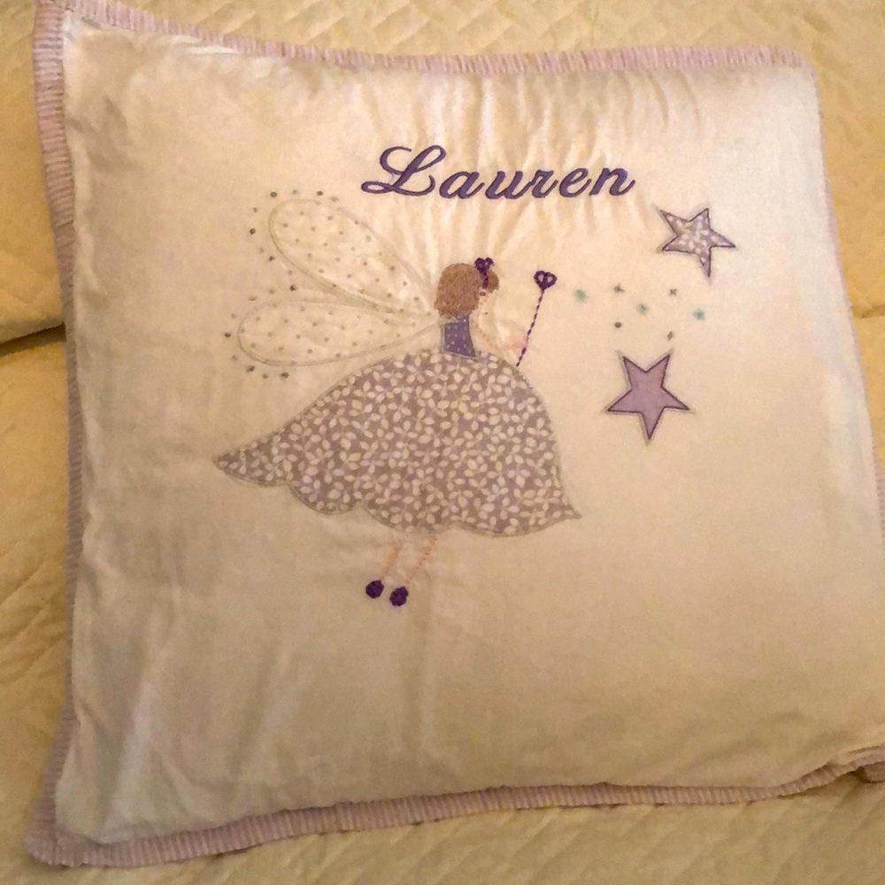 Pottery Barn Kids customized fairy pillow EUC